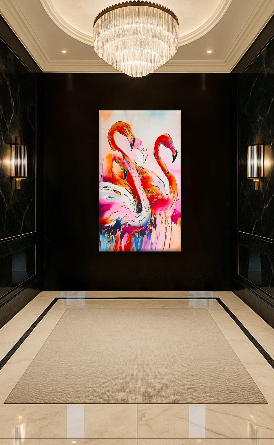 Flamingo Ballet - Silk Painting