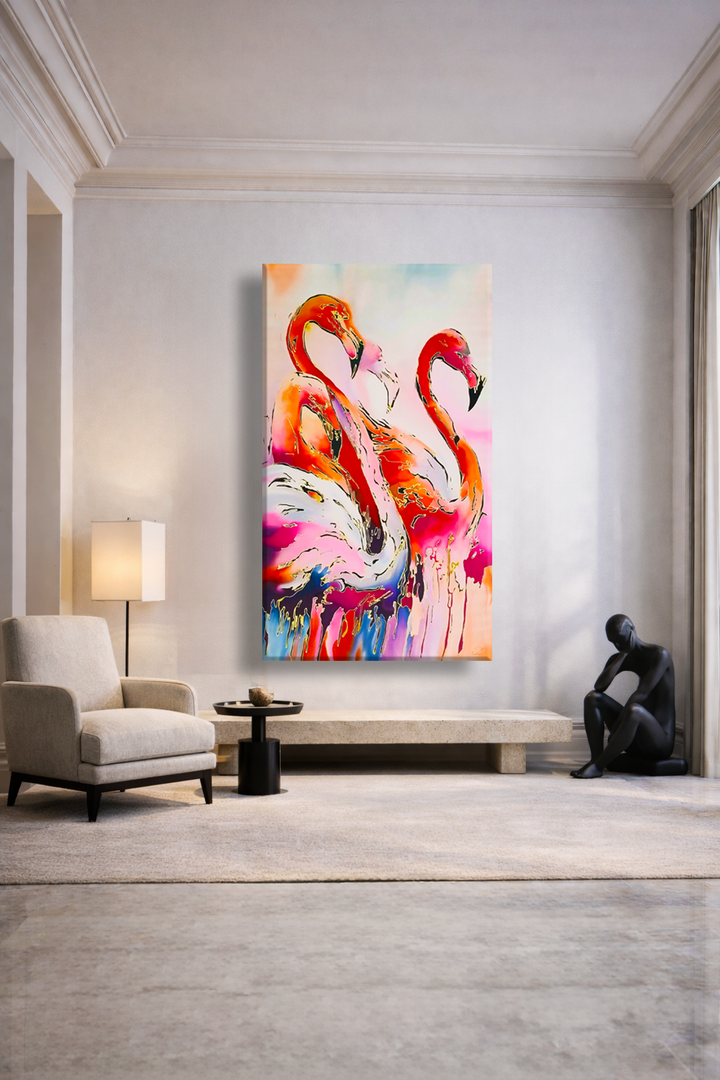 Flamingo Ballet - Silk Painting